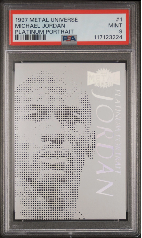 1997 SkyBox Metal Universe Platinum Portrait #1 Michael Jordan: the perforated grail that still stops the room