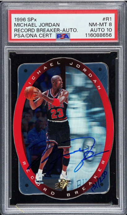 1996 SPx Record Breaker Michael Jordan Autograph – MagProSupplies LLC 1996 SPx Record Breaker Michael Jordan Autograph – MagProSupplies LLC